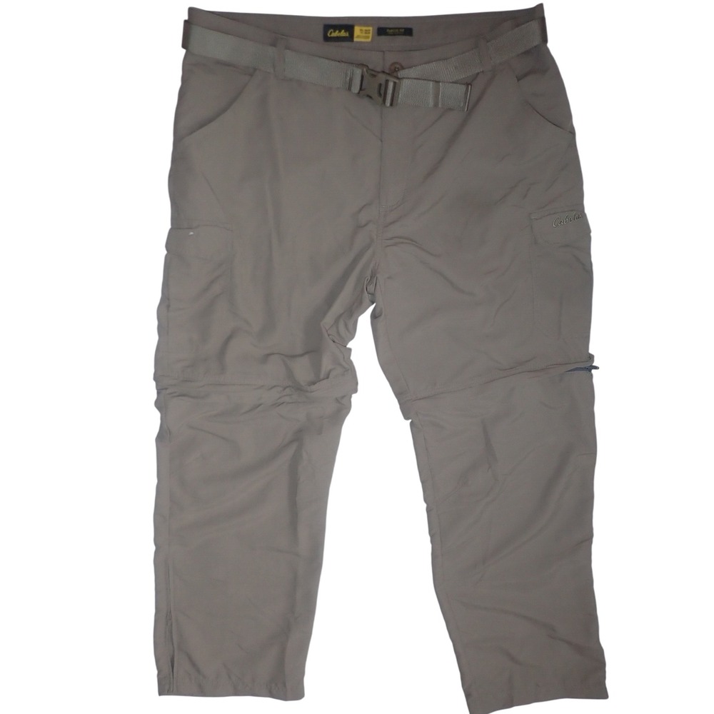 Cabela's Convertible‎ Hiking Trail Pants Mens 38 x 30 Nylon w/belt Zip Off Tan